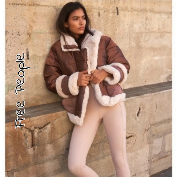 FREE PEOPLE× Coco Reversible Puffer Bronze Jacket Sz L